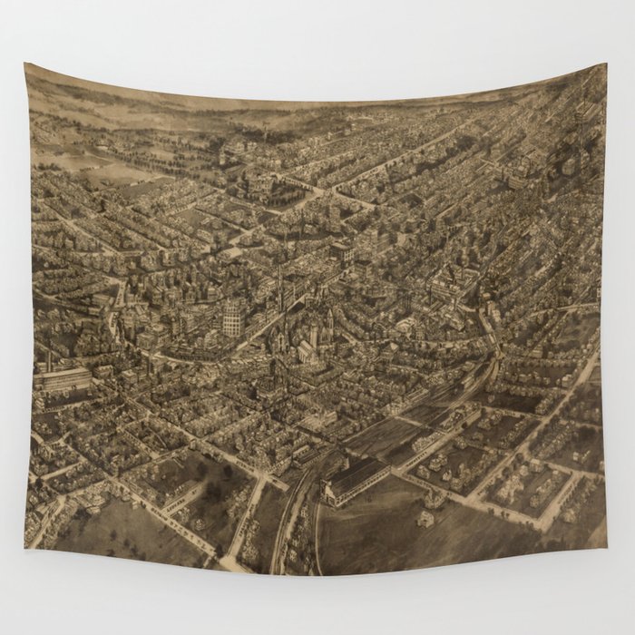 Vintage Pictorial Map of Middletown NY (1921) Wall Tapestry by 
