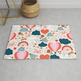 Love Is In The Air Valentines Pattern Area & Throw Rug