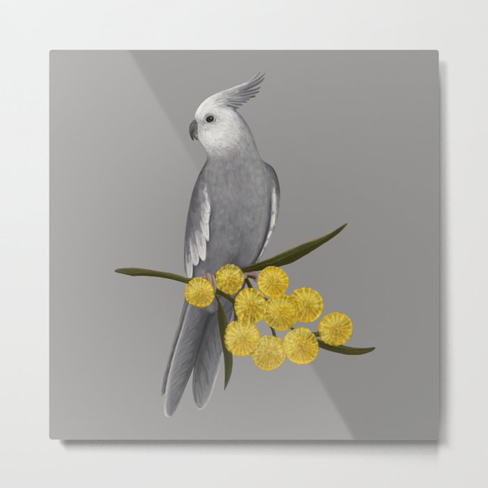 White Faced Cockatiel Metal Print by Tacky Frog Society6