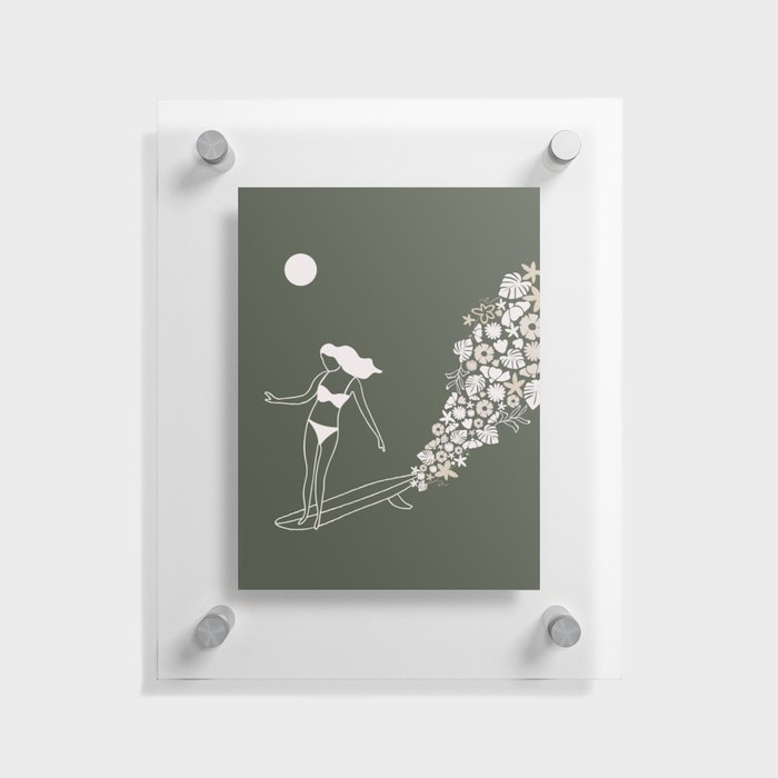 Surfer Girl Flowers Floating Acrylic Print