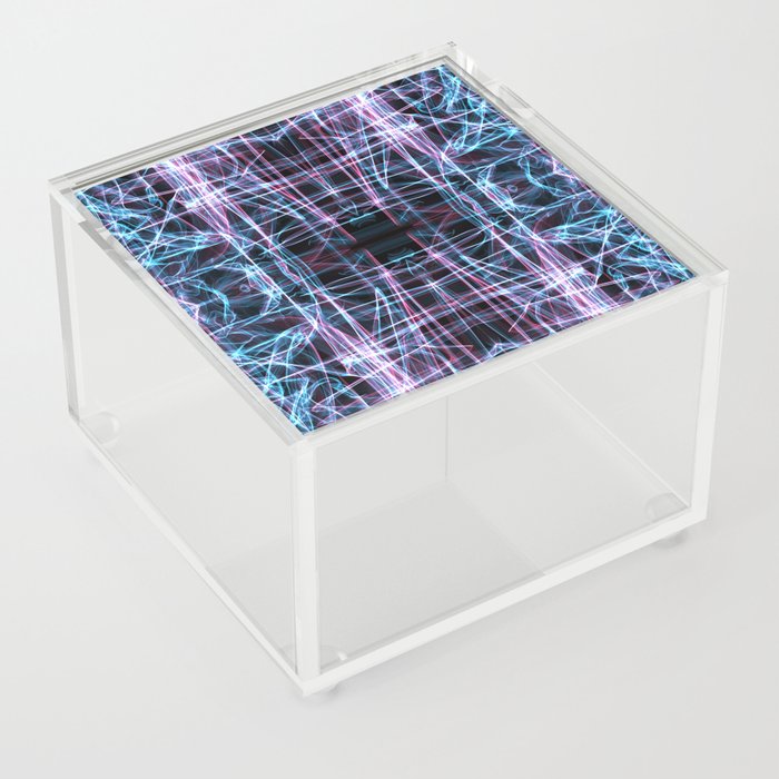 Liquid Light Series 69 ~ Blue & Red Abstract Fractal Pattern Acrylic Box