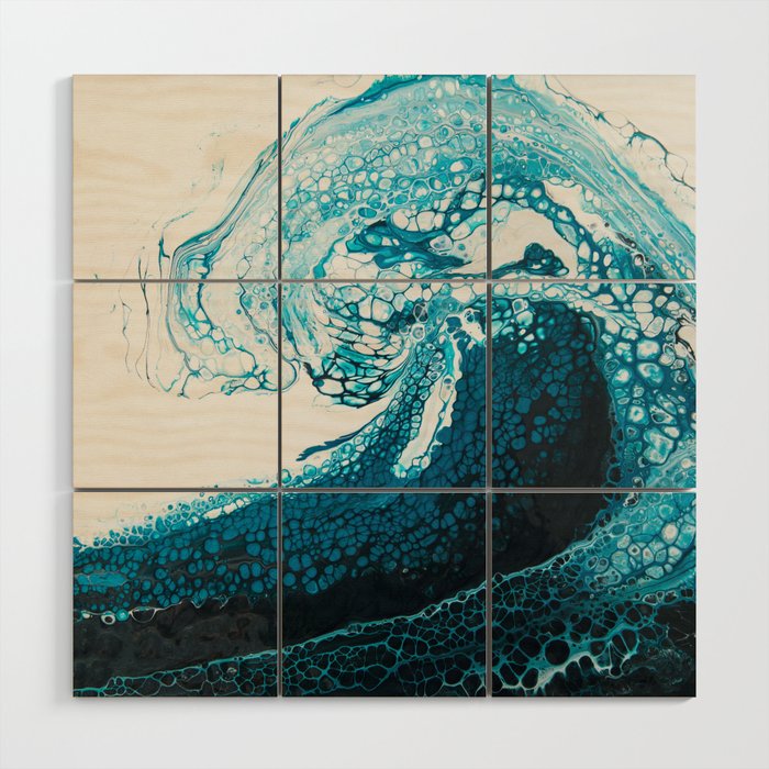 Ocean Wave Acrylic Pour Wood Wall Art by CraftyJenn