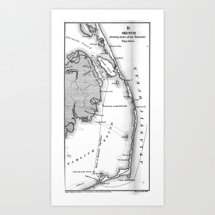 Vintage Map Of The Outer Banks 1862 Bw Art Print By Bravuramedia Society6 Vintage Map Of The Outer Banks 1862 Bw Art Print By Bravuramedia Society6