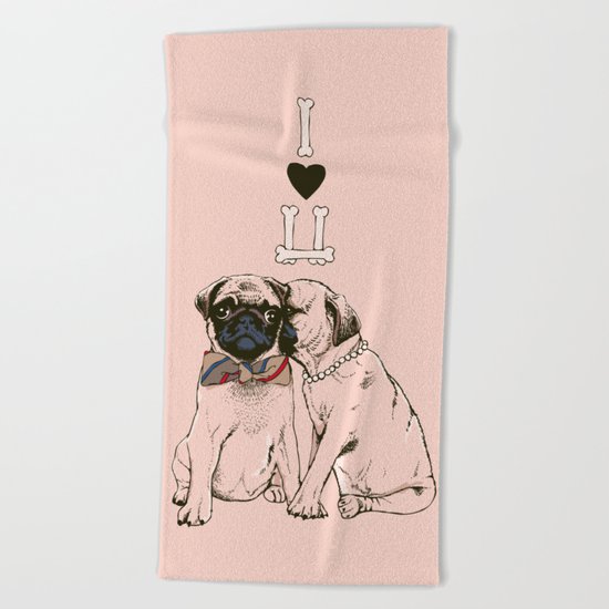 The Love of Pug Beach Towel