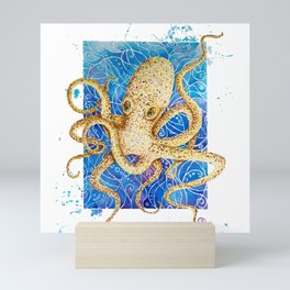 La pieuvre - Contemporary Watercolor Octopus Painting Mini Art Print