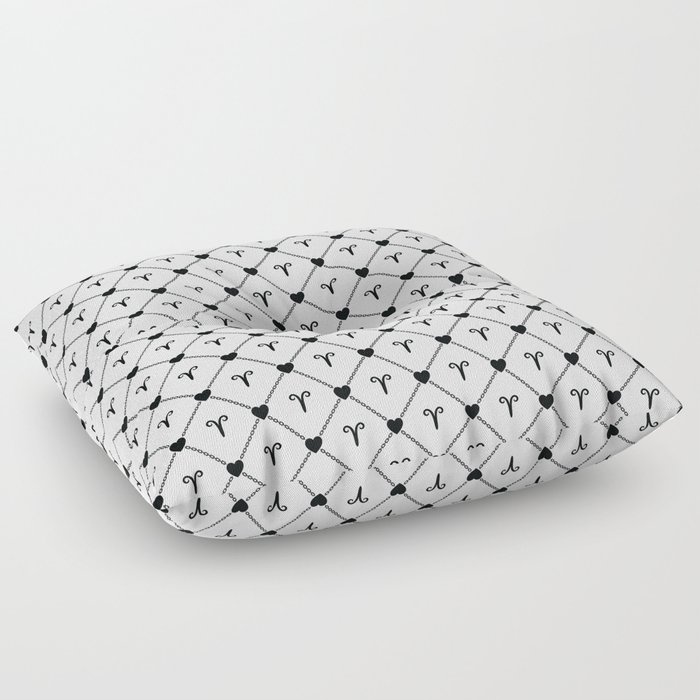 Aries love chains symbol pattern. Digital Illustration Background Floor Pillow