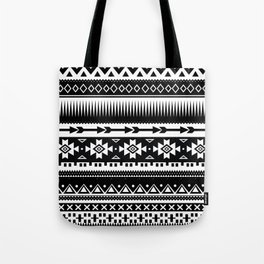 Aztec Pattern Black and White Tote Bag