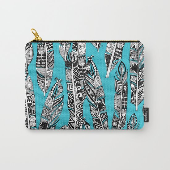 geo feathers turquoise blue Carry-All Pouch