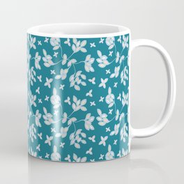 Tealy Leafy Coffee Mug | Graphicdesign, Spring, Pretty, Digital, Pattern, Leaves, Blue, Green, Delicate, Flora 