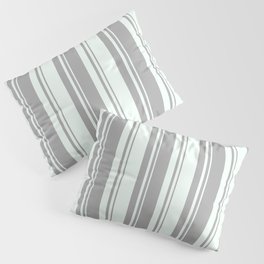 [ Thumbnail: Dark Gray & Mint Cream Colored Lines Pattern Pillow Sham ]