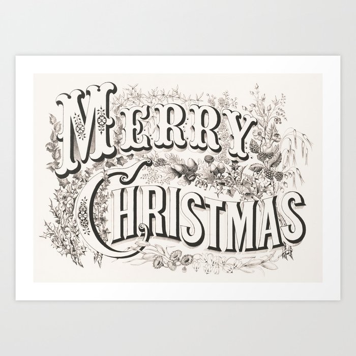 Merry Christmas Lithograph Art Print