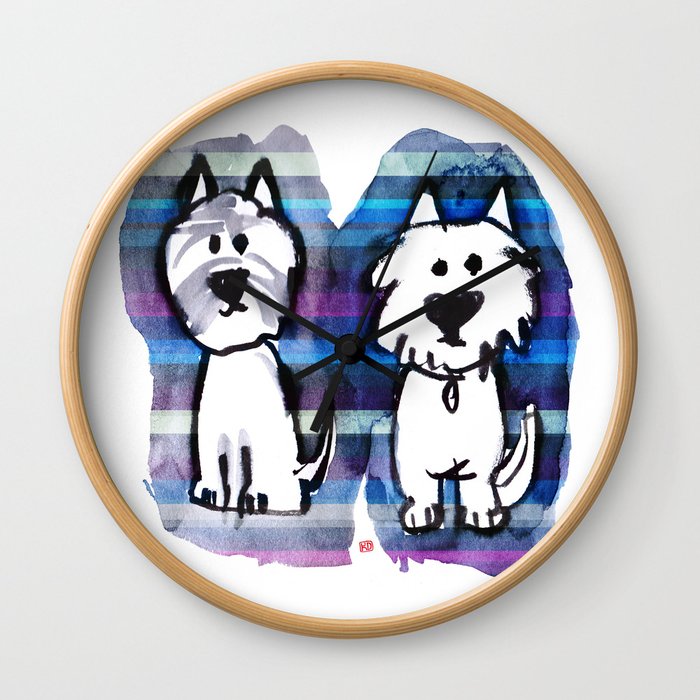 Two very serious Westies Wall Clock
