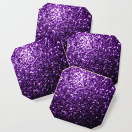 Dark Purple faux shiny glitter sparkles Coaster