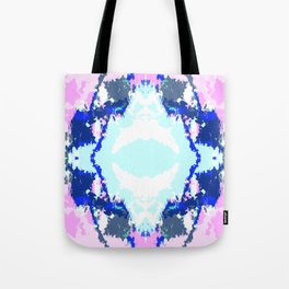 Ima - Bright Pink Blue Abstract Boho Batik Butterfly Ink Blot Mandala Art Tote Bag