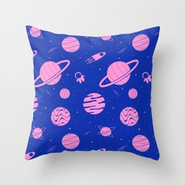 pinky planet(blue) Throw Pillow