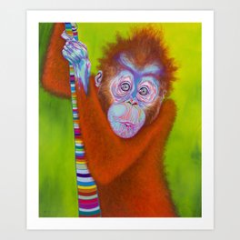 Orangutan Painting on Canvas - Innocent Bliss Art Print