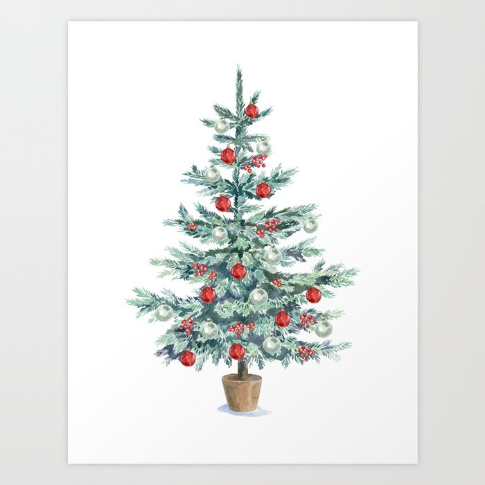 Christmas Tree With Red Balls Art Print By Anyuka Society6 Days of coloring fun with our printable christmas coloring pages for kids! christmas tree with red balls art print by anyuka