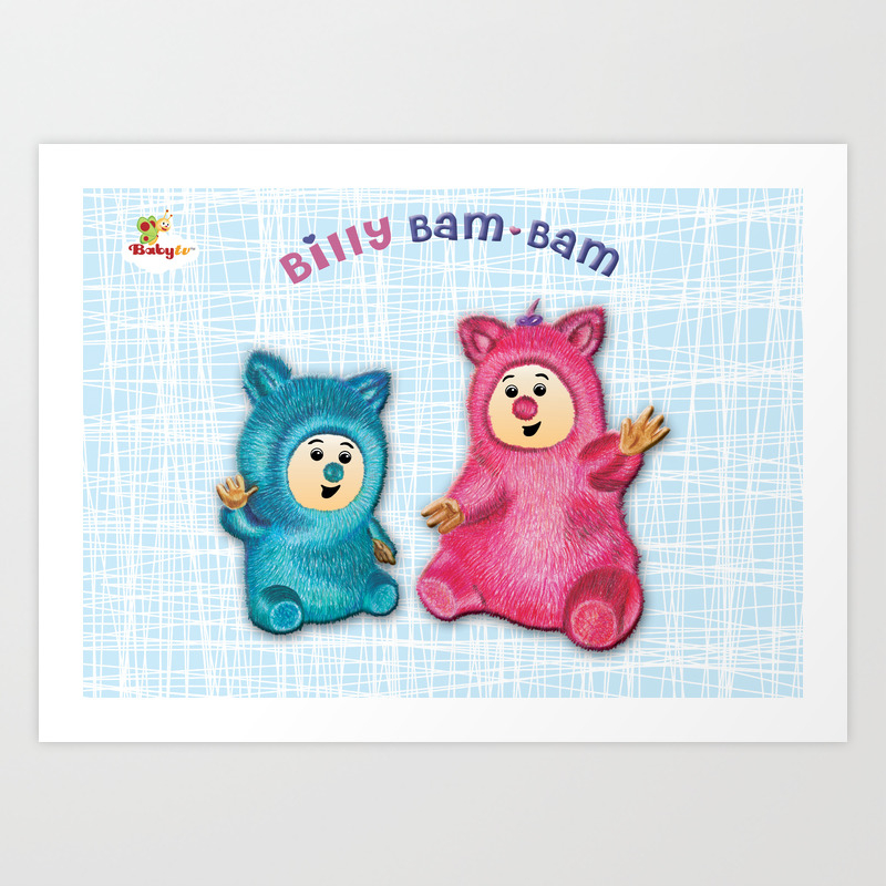 Baby Tv Billy Bam Bam With Vintage Blue Background Art Print By
