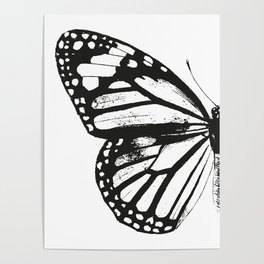 Monarch Butterfly | Left Butterfly Wing | Vintage Butterflies | Black and White | Poster