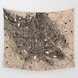 San Jose USA City Map - Terrazzo Collage Wall Tapestry