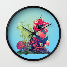 Baby Water Dragon with a Little Cephalopod Wall Clock