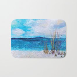 St. Andrews Beach 2022 Bath Mat | Blue, Acrylic, Nature, Landscape, Beach, Painting, Ocean 