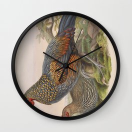 Sonnerat's Jungle-Fowl Print from Gould's Birds of Asia (1883) Wall Clock