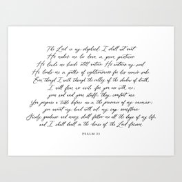 Psalm 23 The Lord is My Shepherd I Shall Not Want Art Print | Psalm23, Christianwallart, Bibleverse, Lordismyshepherd, Ishallnotwant, Drawing, Scripture, Calligraphy 