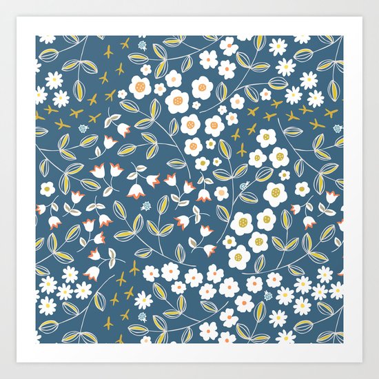 Ditsy Blue Art Print