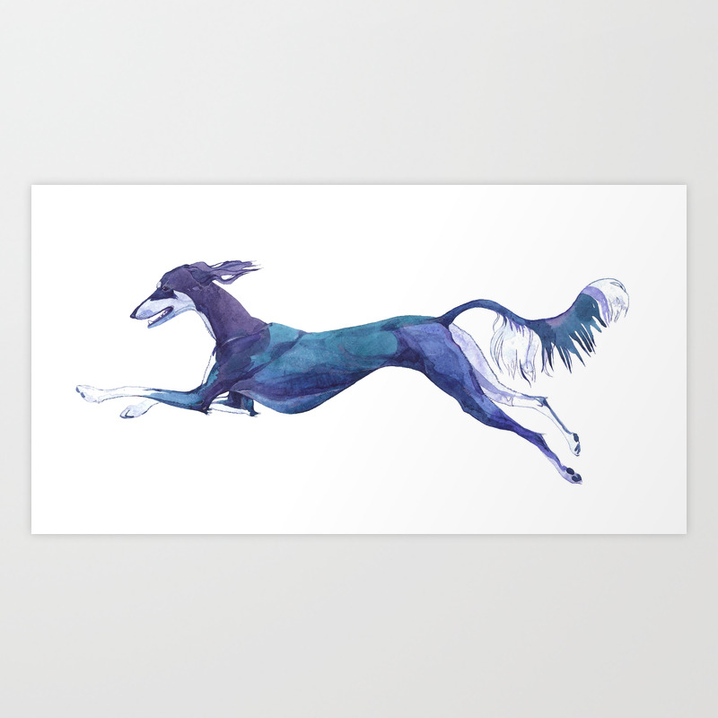 The Blue Saluki Art Print by asyalisina 