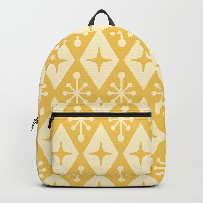 Mid Century Modern Atomic Triangle Pattern 710 Yellow on Yellow Backpack