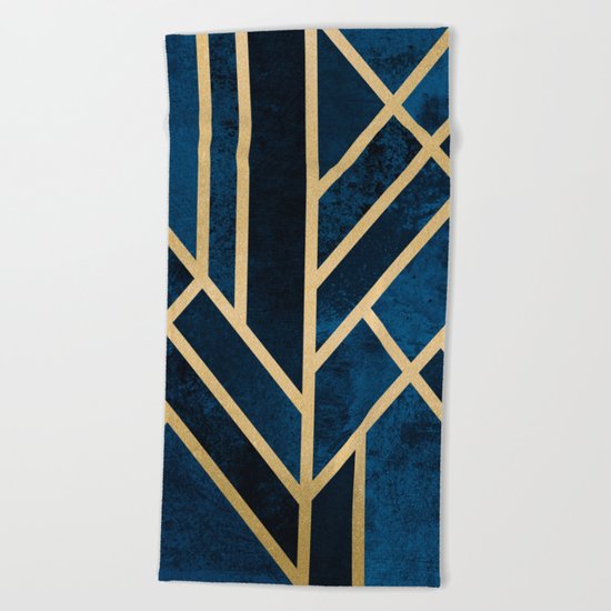 Art Deco Midnight Beach Towel