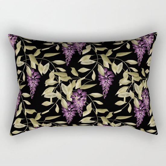 The Branches Of Wisteria . Black . Rectangular Pillow
