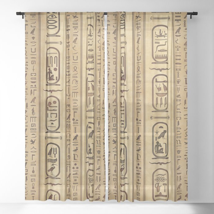 Egyptian hieroglyphs Vintage Texture Sheer Curtain