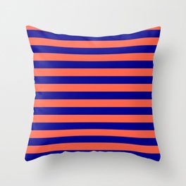 [ Thumbnail: Red and Dark Blue Colored Lines/Stripes Pattern Throw Pillow ]