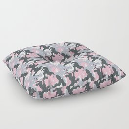 Pink and grey abstract camo pattern  Floor Pillow
