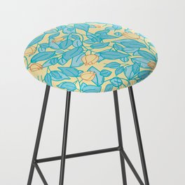 Floral pattern in blue and yellow ice cream colors Bar Stool