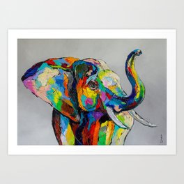 Happy elephant Art Print