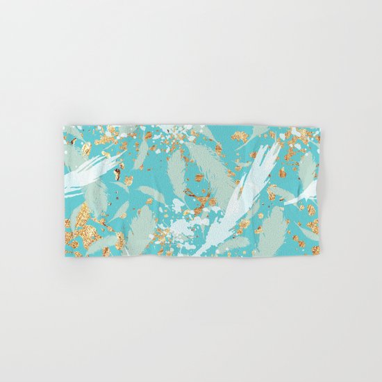 Feather peacock peach mint #2 Hand & Bath Towel