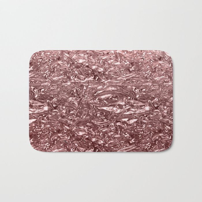 Rose Gold Pink Liquid Metallic Chrome Metal Bath Mat by Christyne