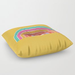 Rainbow Print Mustard Yellow Retro Colorful Abstract Rainbow Decor Floor Pillow