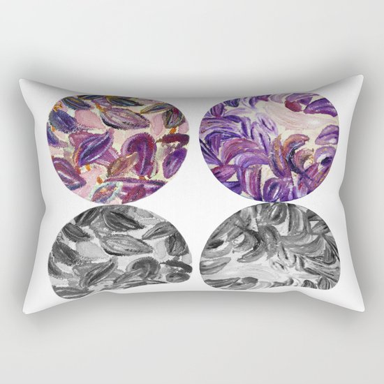 DRIP DRIP DRIP Purple Leaves Shadow Black and White Rectangular Pillow