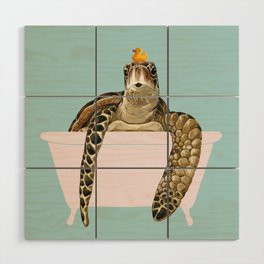 Sea Turtle in Bathtub Wood Wall Art