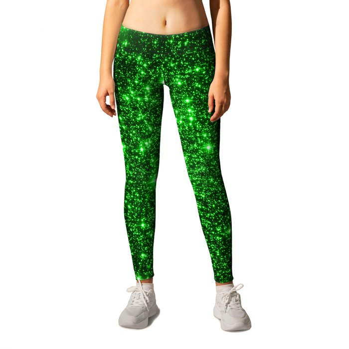 gAlAXy Green Sparkle Stars Leggings by 2sweet4words Designs