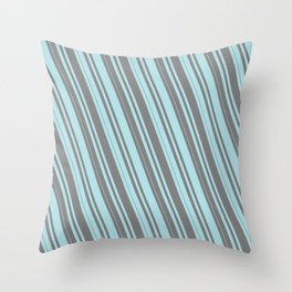 [ Thumbnail: Powder Blue and Gray Colored Lines Pattern Throw Pillow ]
