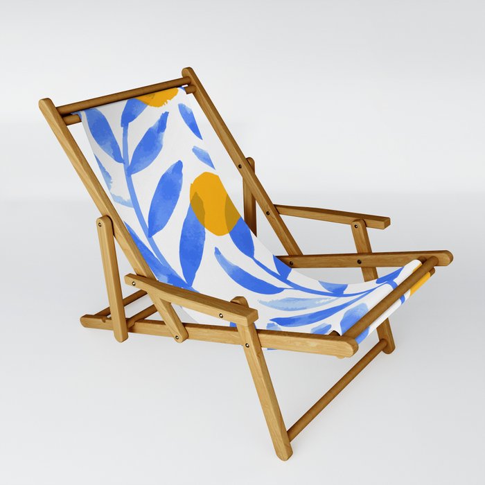 Tropical Lemons / Blue and Yellow Refreshing Lemon Print / Abstract Lemon Vibes / Summer Lemons Sling Chair