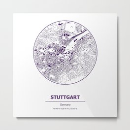 Stuttgart city map coordinates Metal Print