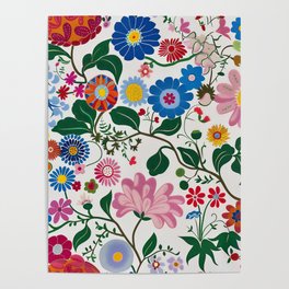 Whimsical Summer Flowers Poster