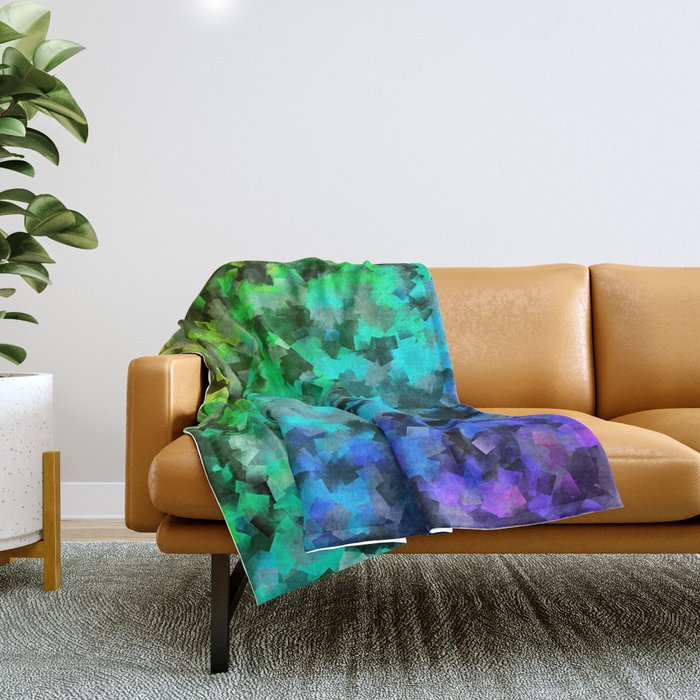 Starrider -- Abstract cubist color expansion Throw Blanket