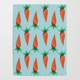 Minimalistic carrots on blue background  Poster